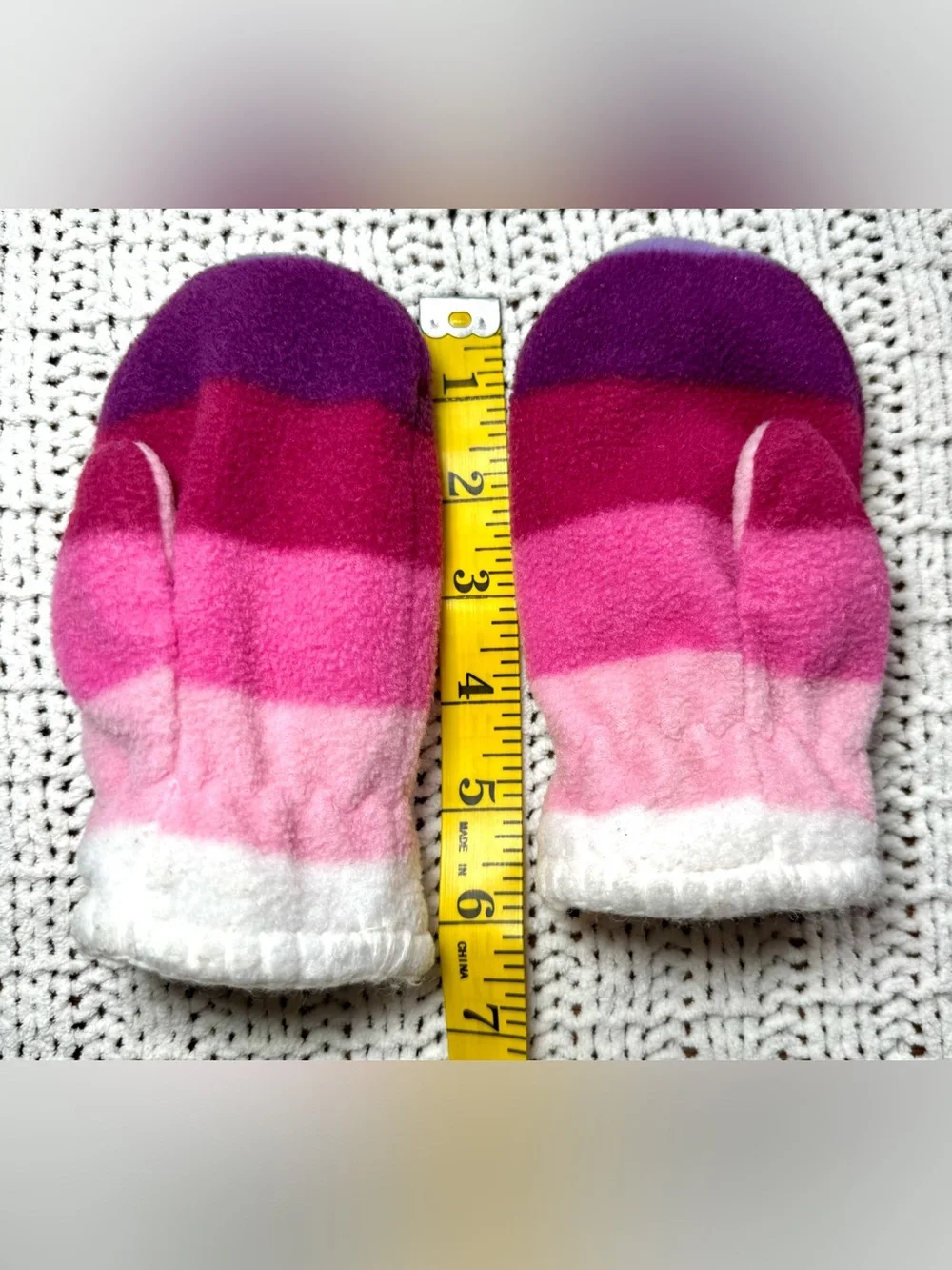 Baby GAP Cozy Kids Pink & Purple Stripe Fleece Mittens #1841